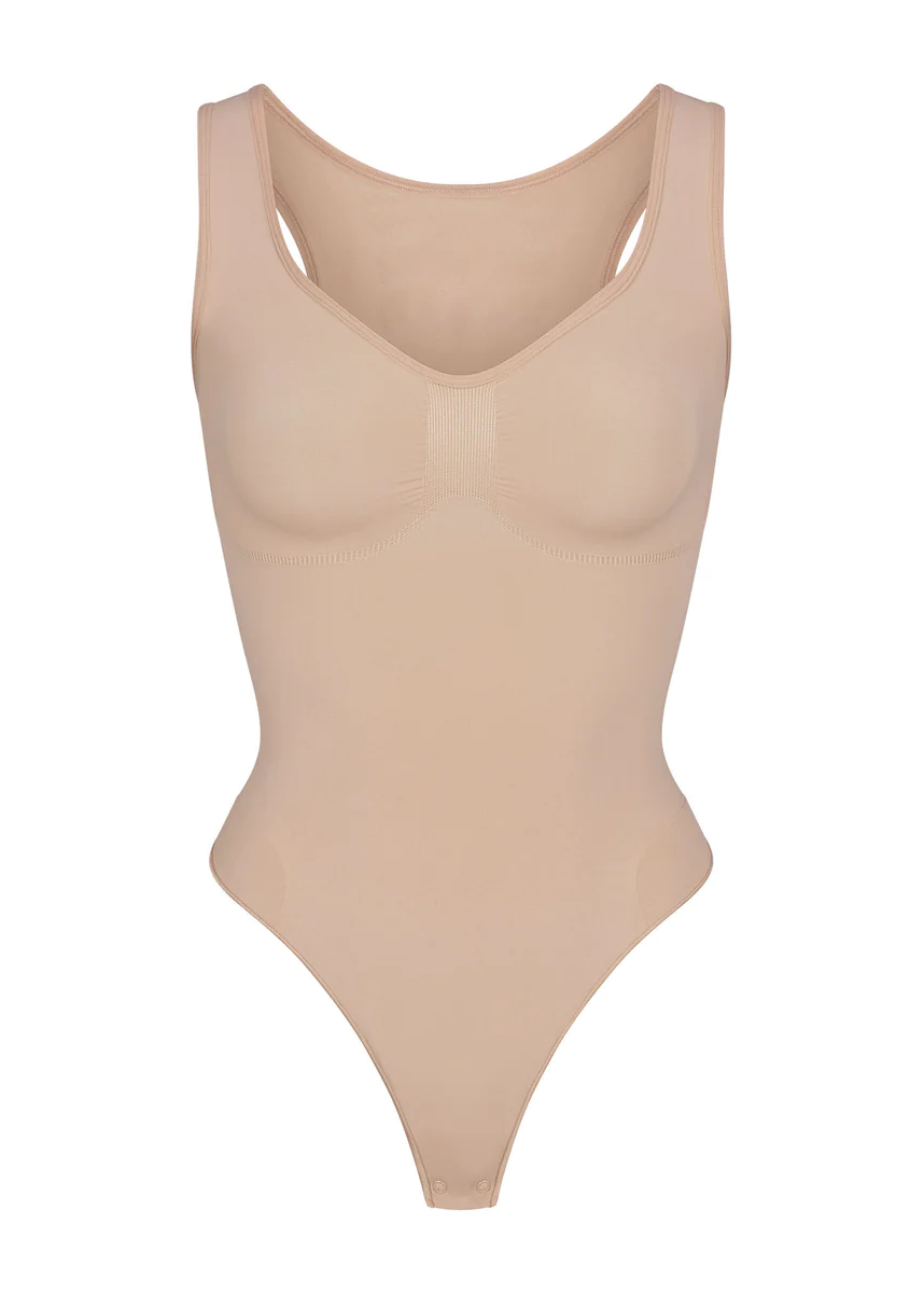 customizable scoop neck thong bodysuit 